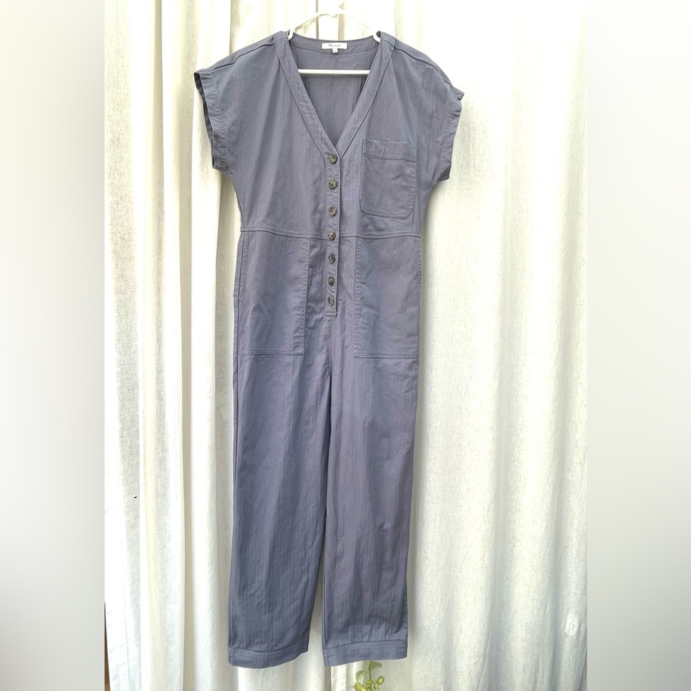 Madewell Textured Cotton Jumpsuit Light Purple M